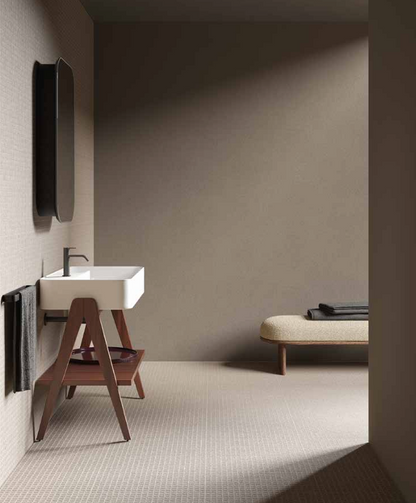 Mobile da Bagno NIC DESIGN TRAMA 95 Bianco/Iroko scuro - 95x50x87 cm