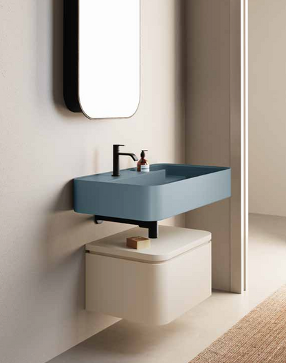 Composizione Bagno NIC DESIGN Lavabo TRAMA L.90 Polvere / Mobile Vaniglia L.60