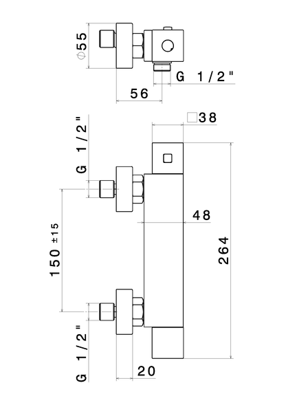 MISCELATORE TERMOSTATICO DOCCIA VEMA WELLNESS BRASS OTTONE V02092