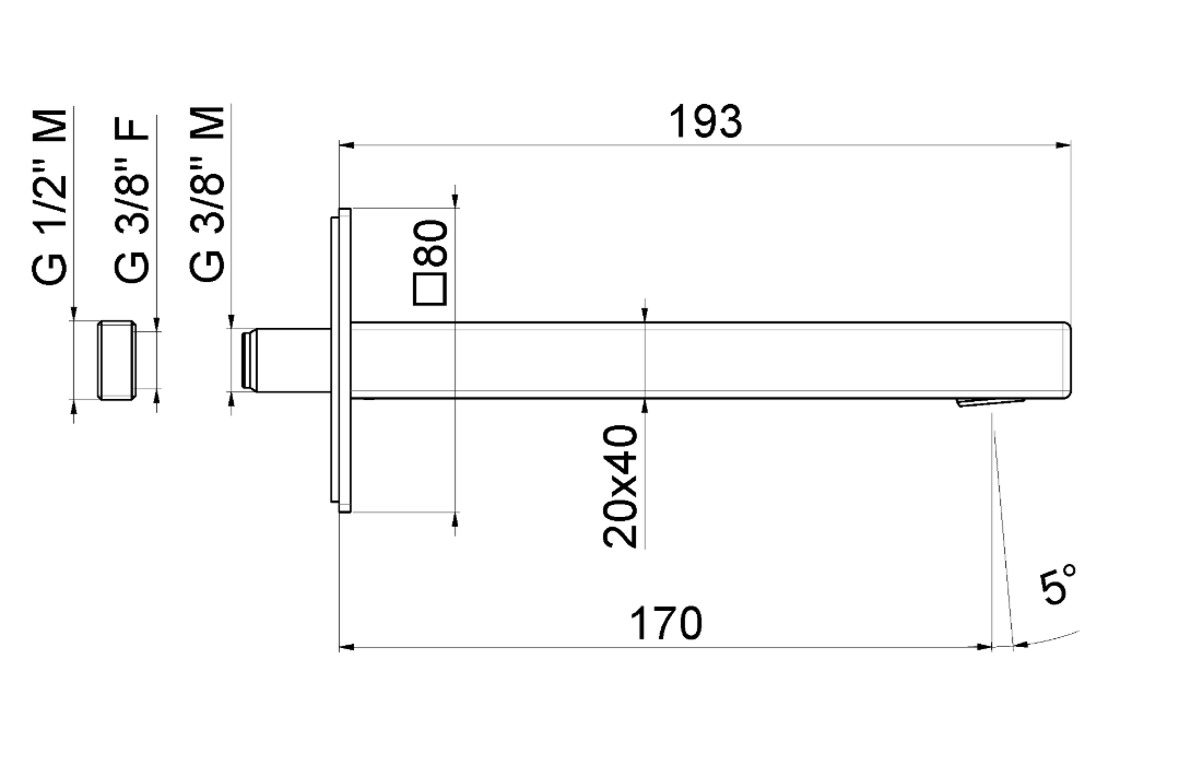 BOCCA DI EROGAZIONE A PARETE LAVABO VEMA LYS OTTONE V25055