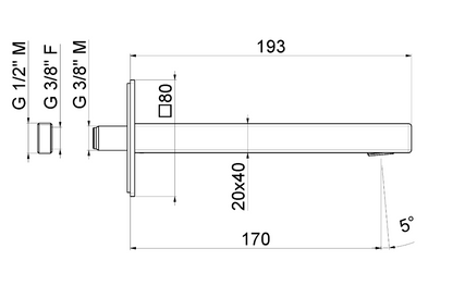 BOCCA DI EROGAZIONE A PARETE LAVABO VEMA LYS OTTONE V25055