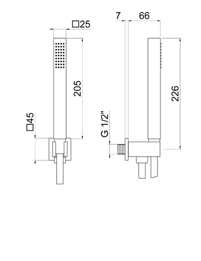 GRUPPO PRESA ACQUA QUADRO CON DOCCETTA E FLESSIBILE PVC VEMA WELLNESS BRASS OTTONE V08133