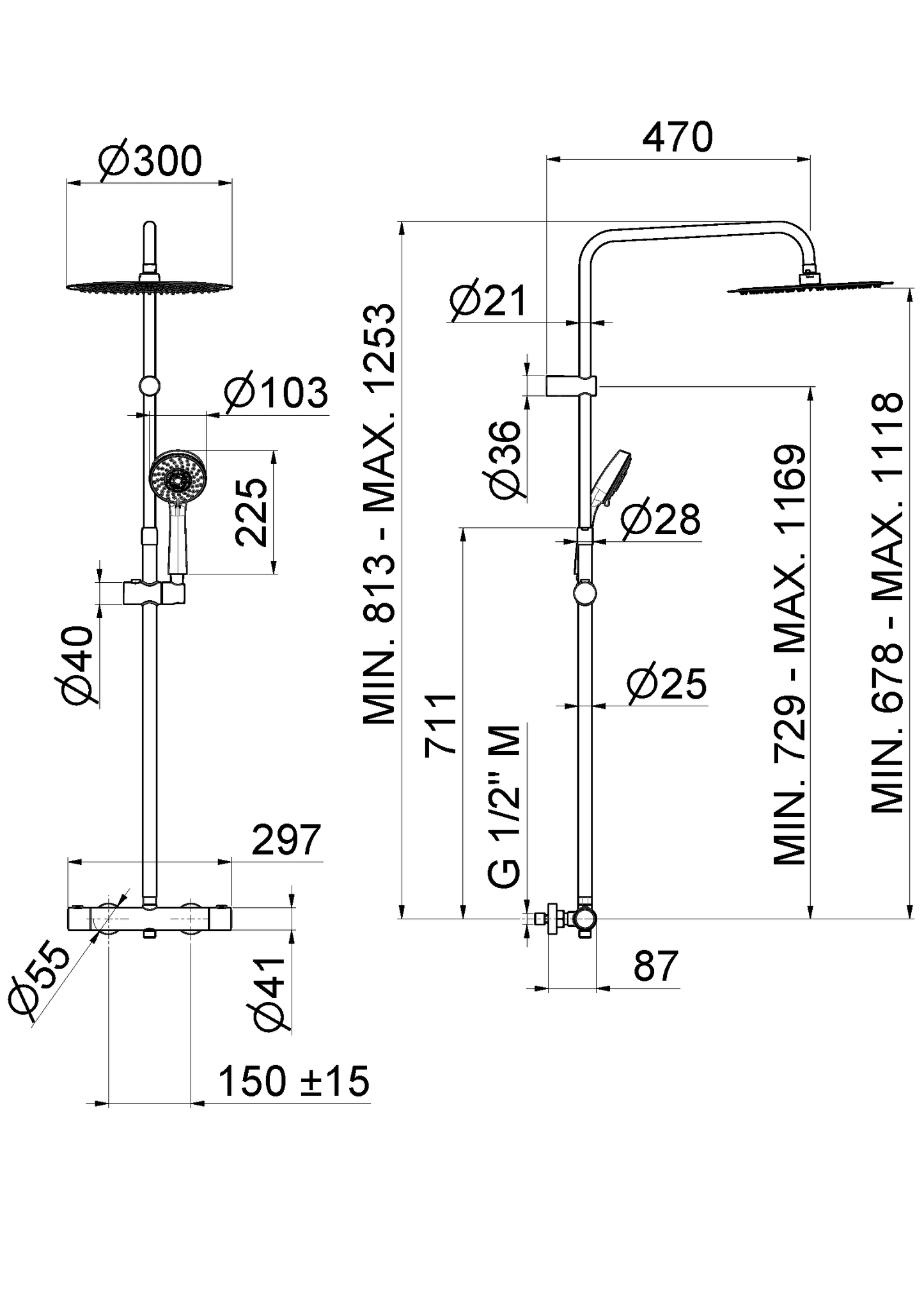 COLONNA DOCCIA DA PARETE CON MISCELATORE TERMOSTATICO VEMA WELLNESS BRASS OTTONE V08235