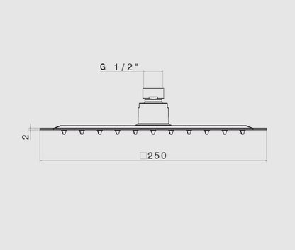 SOFFIONE ULTRASLIM DOCCIA QUADRO 250x250 mm VEMA WELLNESS STEEL ACCIAIO V08249