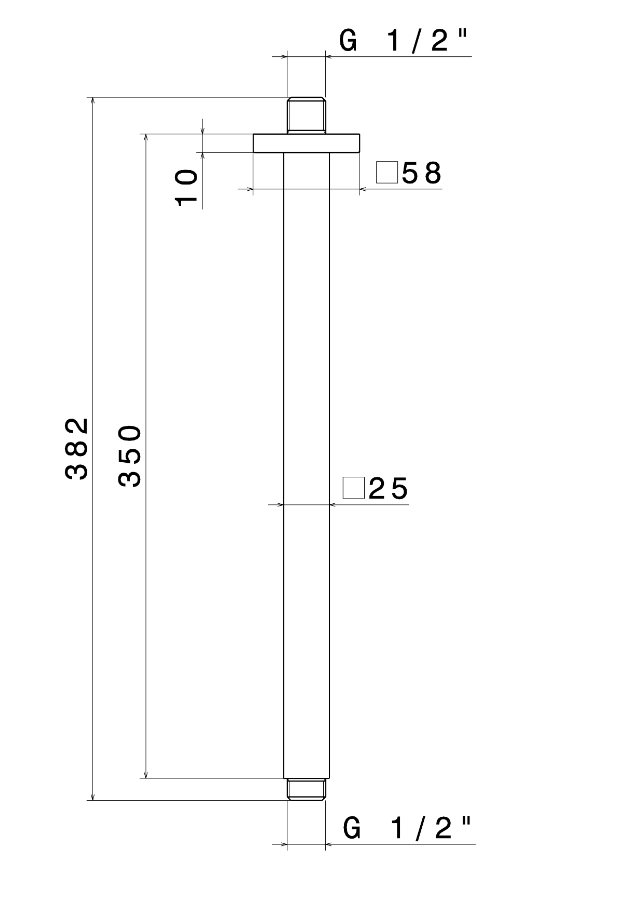 BRACCIO SOFFIONE A SOFFITTO QUADRO L. 350 mm VEMA WELLNESS STEEL OTTONE V08257
