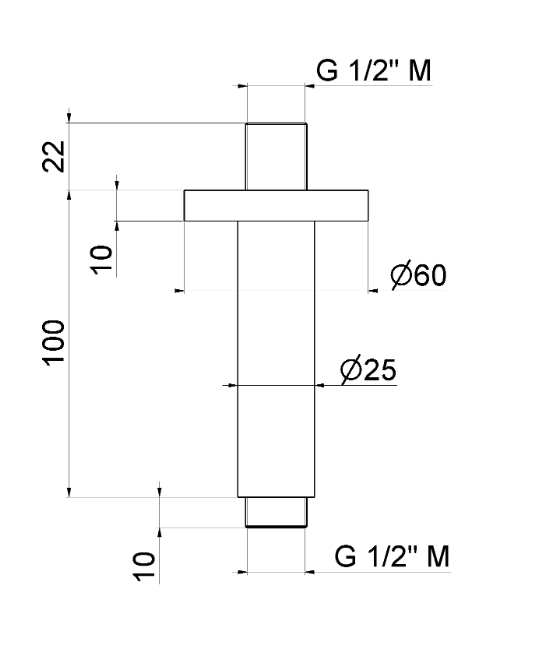 BRACCIO SOFFIONE A SOFFITTO L. 100 mm VEMA WELLNESS STEEL ACCIAIO V08264