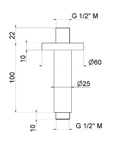 BRACCIO SOFFIONE A SOFFITTO L. 100 mm VEMA WELLNESS STEEL ACCIAIO V08264