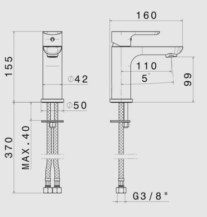 MISCELATORE MONOCOMANDO LAVABO VEMA SLATE OTTONE V14011 SENZA SCARICO