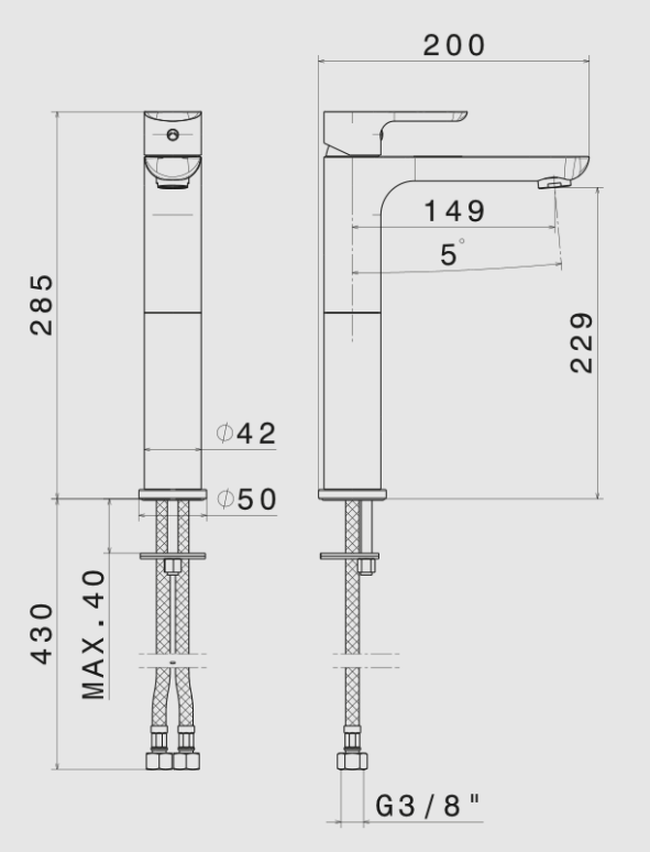 MISCELATORE MONOCOMANDO LAVABO ALTO VEMA SLATE OTTONE V14021 SENZA SCARICO