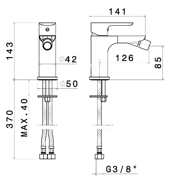 MISCELATORE MONOCOMANDO BIDET VEMA SLATE OTTONE V14071 SENZA SCARICO