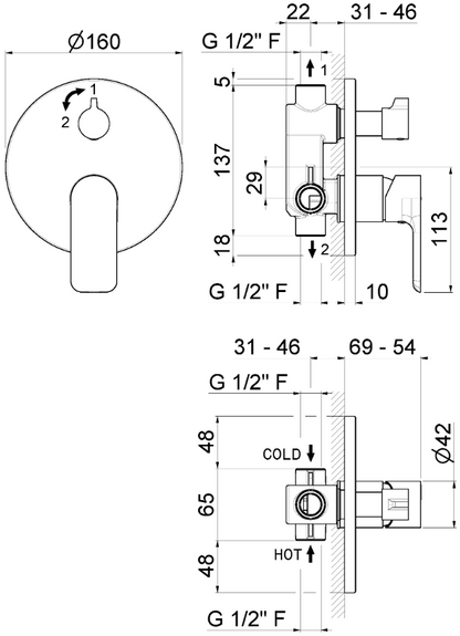 MISCELATORE MONOCOMANDO VASCA DA INCASSO VEMA SLATE OTTONE V14142