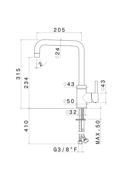 MISCELATORE MONOCOMANDO LAVELLO CANNA QUADRA VEMA RIACE OTTONE V15020