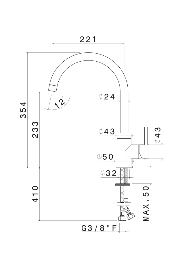 MISCELATORE MONOCOMANDO LAVELLO CANNA TONDA VEMA RIACE OTTONE V15021