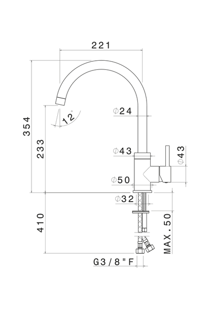 MISCELATORE MONOCOMANDO LAVELLO CANNA TONDA VEMA RIACE OTTONE V15021