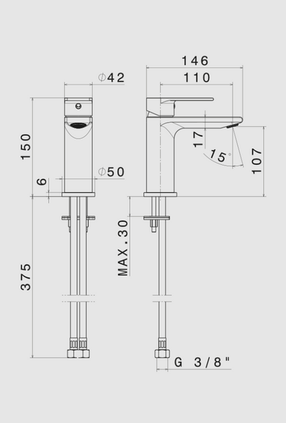 MISCELATORE MONOCOMANDO LAVABO VEMA TIMEA OTTONE V16011 SENZA SCARICO