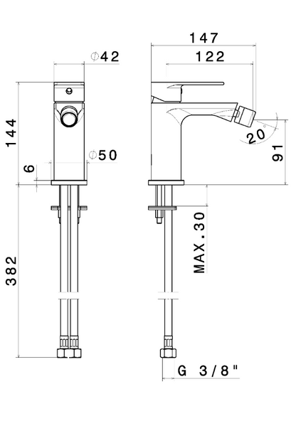 MISCELATORE MONOCOMANDO BIDET VEMA TIMEA OTTONE V16070 SENZA SCARICO