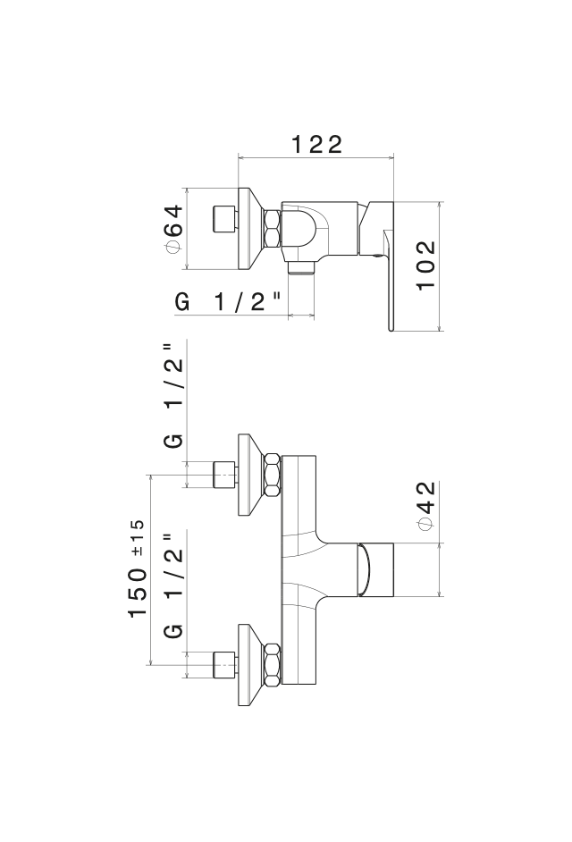 MISCELATORE MONOCOMANDO ESTERNO DOCCIA VEMA TIMEA OTTONE V16090