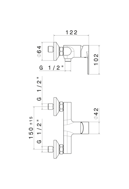 MISCELATORE MONOCOMANDO ESTERNO DOCCIA VEMA TIMEA OTTONE V16090