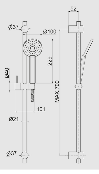 ASTA SALISCENDI DOCCIA VEMA SLATE OTTONE V16100