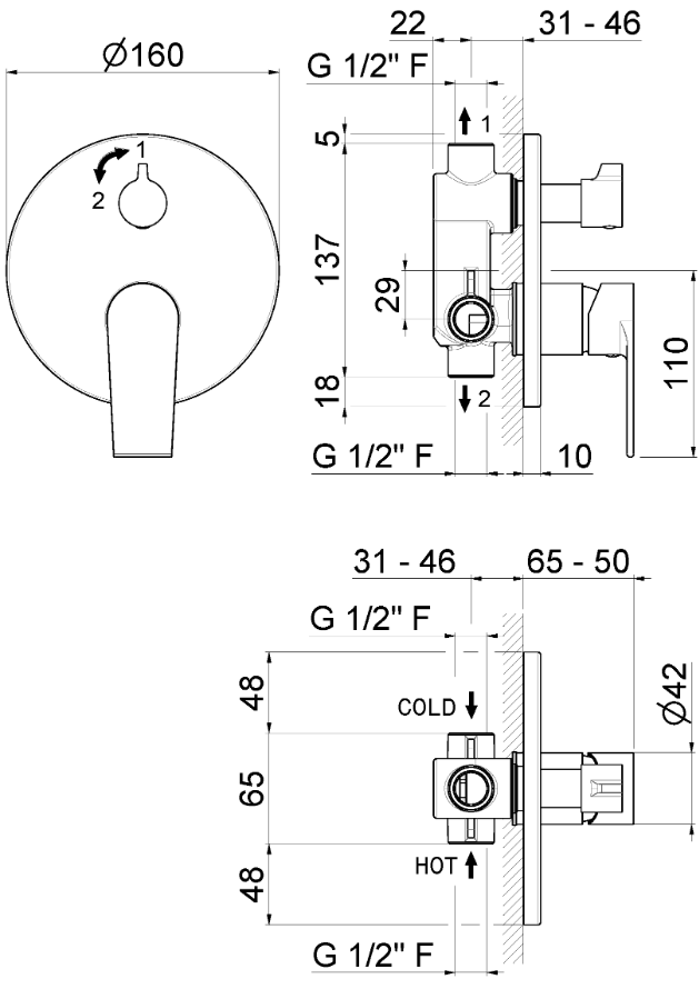 MISCELATORE MONOCOMANDO VASCA DA INCASSO VEMA TIMEA OTTONE V16142