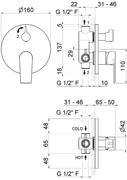 MISCELATORE MONOCOMANDO VASCA DA INCASSO VEMA TIMEA OTTONE V16142