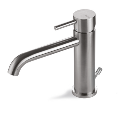 MISCELATORE MONOCOMANDO LAVABO VEMA TIBER STEEL ACCIAIO V17010 CON SCARICO