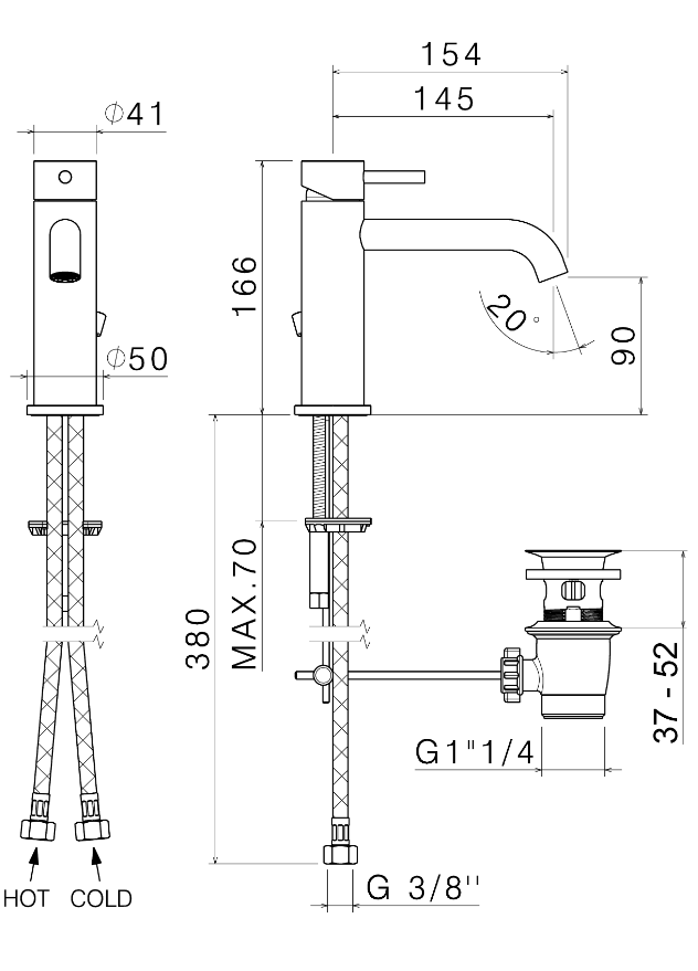 MISCELATORE MONOCOMANDO LAVABO VEMA TIBER STEEL ACCIAIO V17010 CON SCARICO