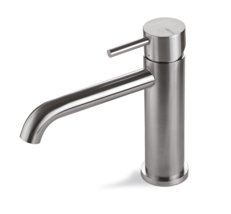 MISCELATORE MONOCOMANDO LAVABO VEMA TIBER STEEL ACCIAIO V17011 SENZA SCARICO