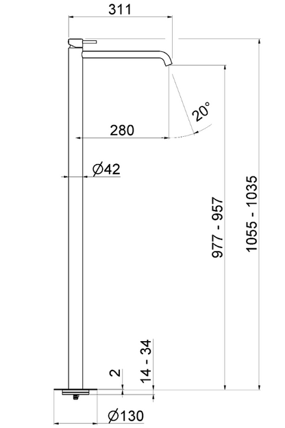MISCELATORE MONOCOMANDO LAVABO A PAVIMENTO VEMA TIBER STEEL ACCIAIO V17045
