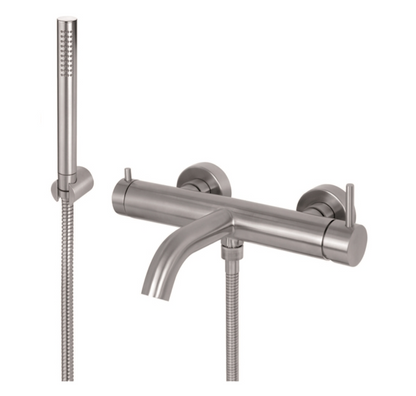 GRUPPO VASCA ESTERNO CON TUBO E DOCCETTA VEMA OTAGO ACCIAIO V17086