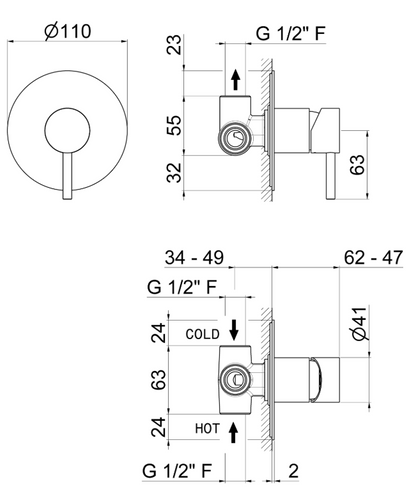 MISCELATORE MONOCOMANDO DOCCIA DA INCASSO VEMA TIBER STEEL ACCIAIO V17130
