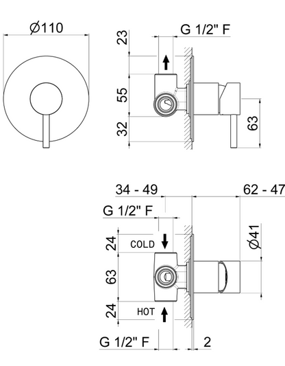 MISCELATORE MONOCOMANDO DOCCIA DA INCASSO VEMA OTAGO ACCIAIO V17130