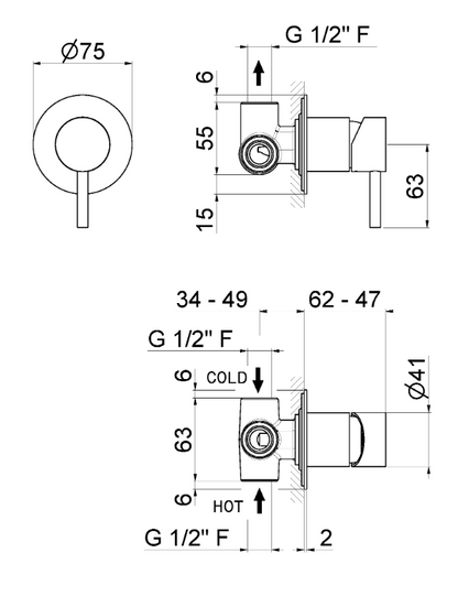 MISCELATORE MONOCOMANDO DOCCIA DA INCASSO VEMA TIBER STEEL ACCIAIO V17131