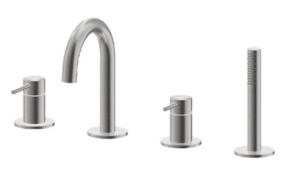 GRUPPO BORDO VASCA CON DEVIATORE VEMA TIBER STEEL ACCIAIO V17150