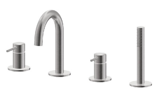 GRUPPO BORDO VASCA CON DEVIATORE VEMA TIBER STEEL ACCIAIO V17150