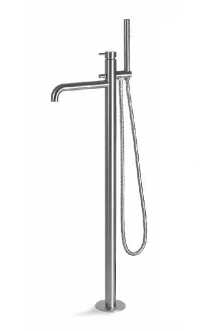 MISCELATORE MONOCOMANDO VASCA A PAVIMENTO VEMA TIBER STEEL ACCIAIO V17195