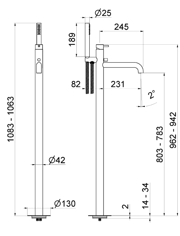 MISCELATORE MONOCOMANDO VASCA A PAVIMENTO VEMA TIBER STEEL ACCIAIO V17195
