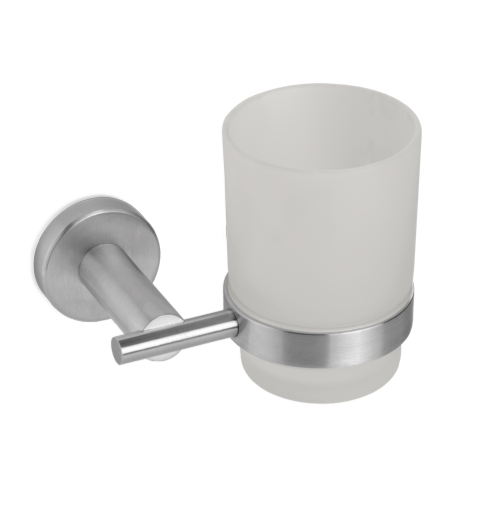 SUPPORTO CON BICCHIERE A MURO VEMA ACCIAIO V17300