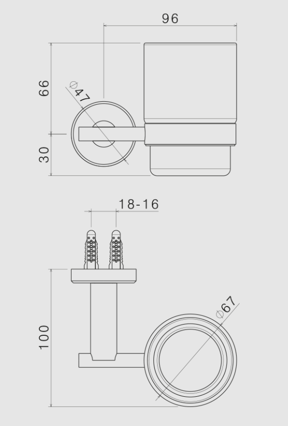 SUPPORTO CON BICCHIERE A MURO VEMA ACCIAIO V17300