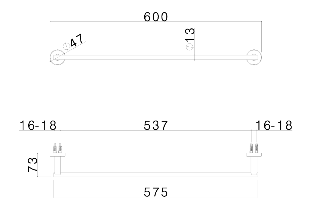 PORTA SALVIETTE L. 600 mm VEMA ACCIAIO V17310