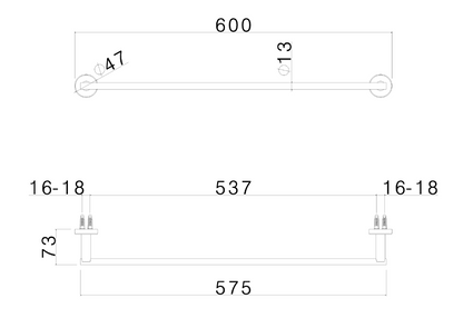PORTA SALVIETTE L. 600 mm VEMA ACCIAIO V17310