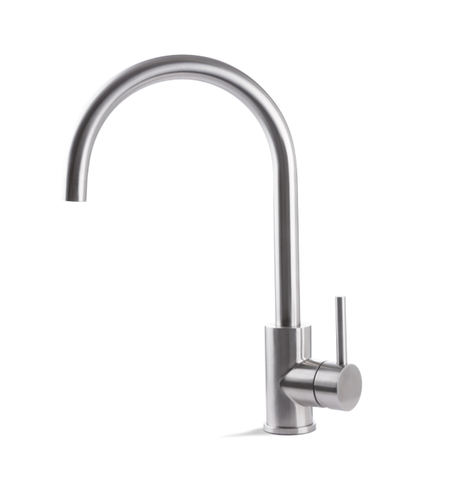 MISCELATORE MONOCOMANDO LAVELLO CANNA TONDA VEMA TIBER STEEL KITCHEN ACCIAIO V18021