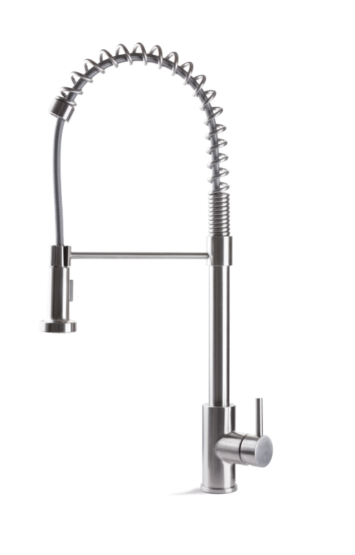 MISCELATORE MONOCOMANDO LAVELLO CON MOLLA VEMA TIBER STEEL KITCHEN ACCIAIO V18030