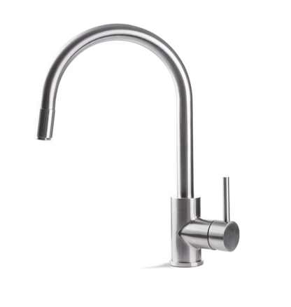 MISCELATORE MONOCOMANDO LAVELLO CANNA TONDA VEMA TIBER STEEL KITCHEN ACCIAIO V18040