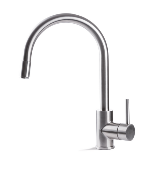 MISCELATORE MONOCOMANDO LAVELLO CANNA TONDA VEMA TIBER STEEL KITCHEN ACCIAIO V18040
