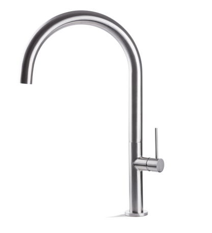 MISCELATORE MONOCOMANDO LAVELLO CANNA TONDA VEMA TIBER STEEL KITCHEN ACCIAIO V20020