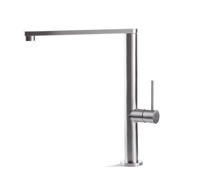 MISCELATORE MONOCOMANDO LAVELLO CANNA PIATTA VEMA TIBER STEEL KITCHEN ACCIAIO V20022