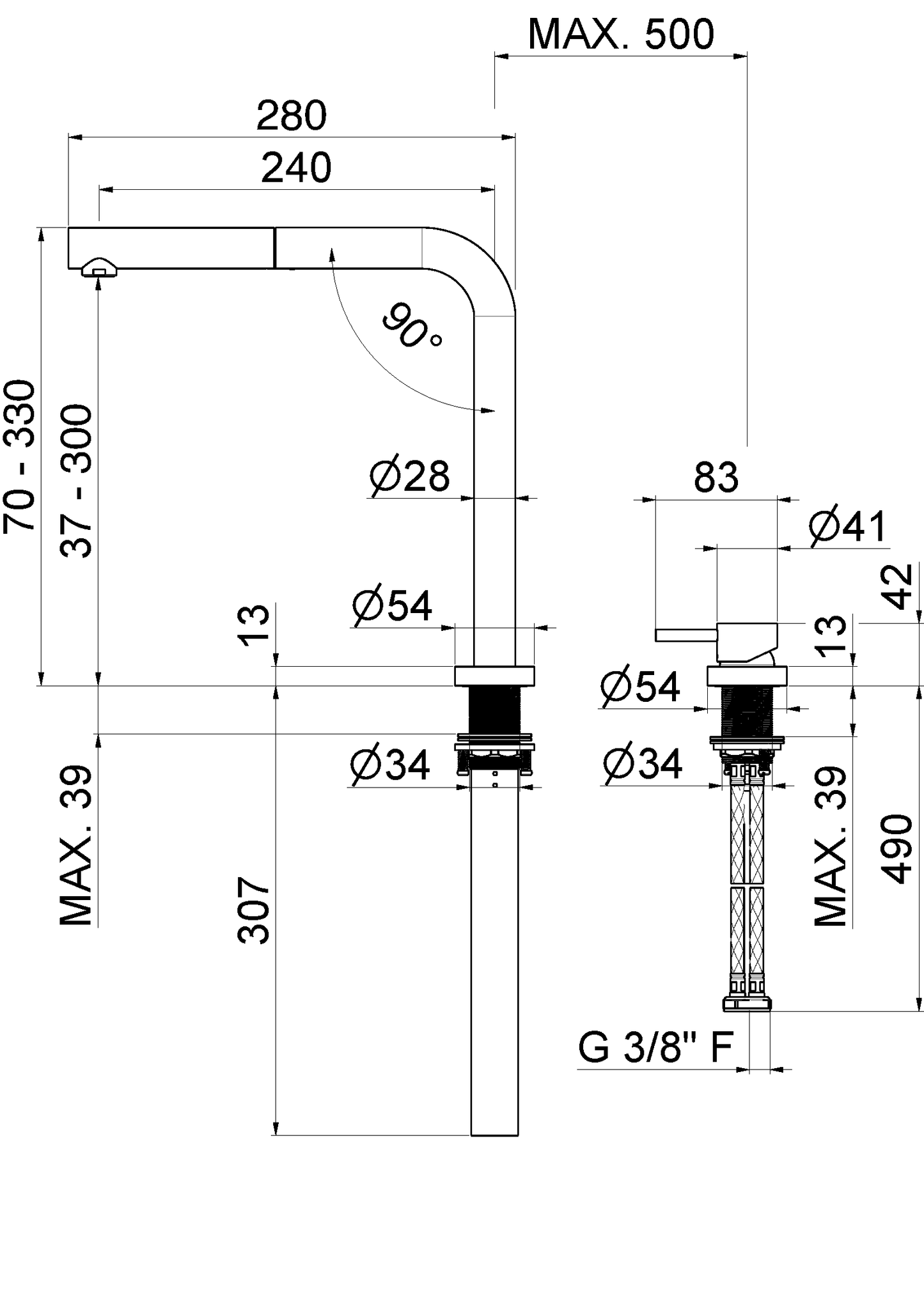 MISCELATORE MONOCOMANDO LAVELLO CANNA A SCOMPARSA VEMA REKA ACCIAIO V20026