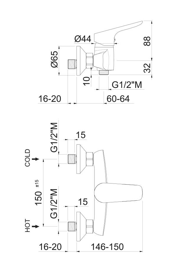 MISCELATORE MONOCOMANDO ESTERNO DOCCIA VEMA INDO OTTONE V24090