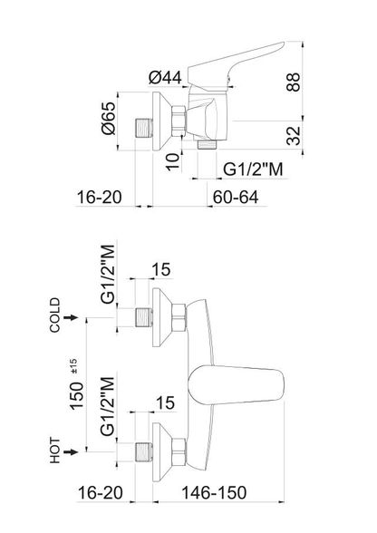 MISCELATORE MONOCOMANDO ESTERNO DOCCIA VEMA INDO OTTONE V24090
